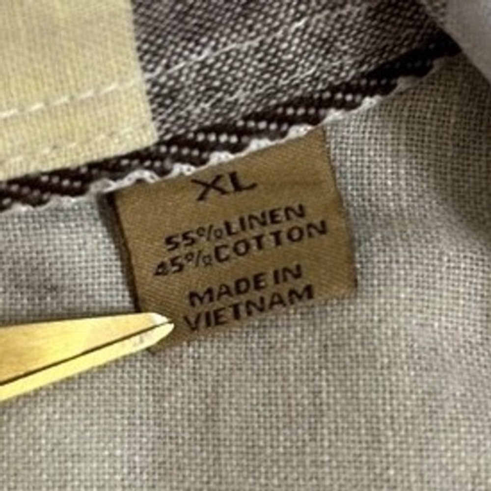Tasso Elba Island Button Up Shirt Mens XL Plaid Short Sleeve Linen Blend Travel - Picture 5 of 9